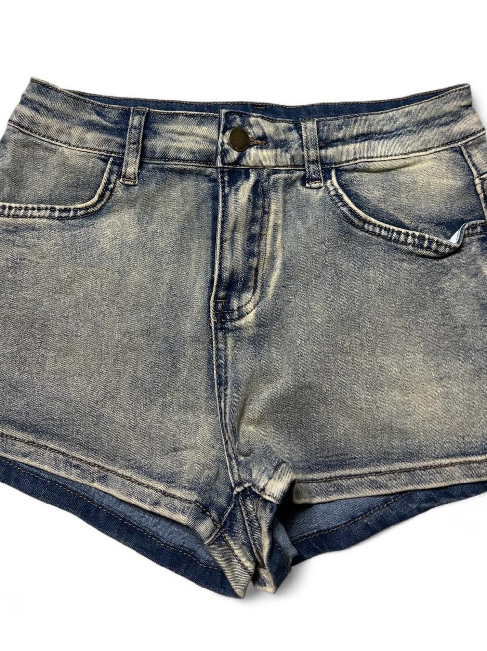 Women’s High-Rise Washed Blue Denim Shorts